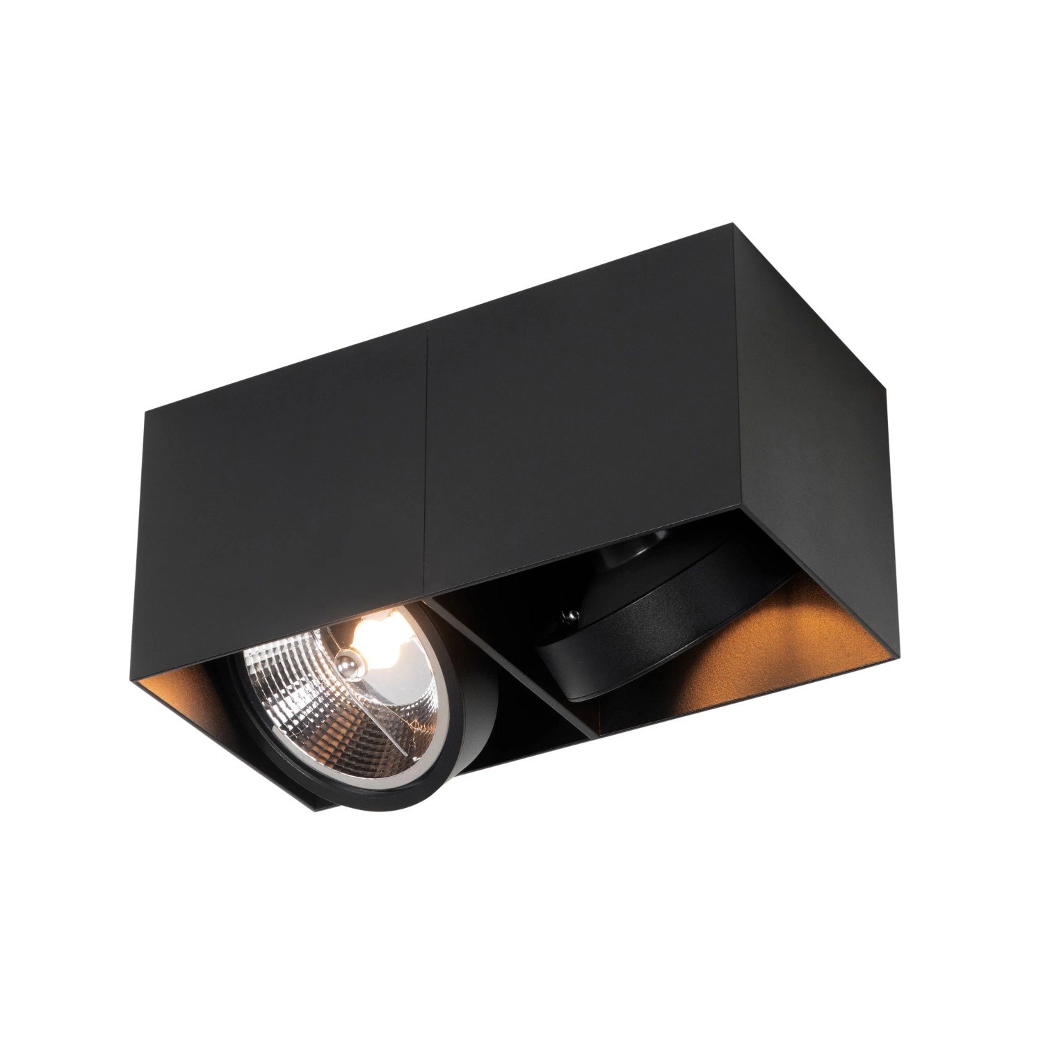 QAZQA Design Spot Schwarz Rechteckig AR111 2 Flammig Box