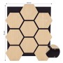 Homestyle4u Akustikpaneel mit 4 Holz-Wandpaneelen in Hexagonform, Natur, 76x62cm.