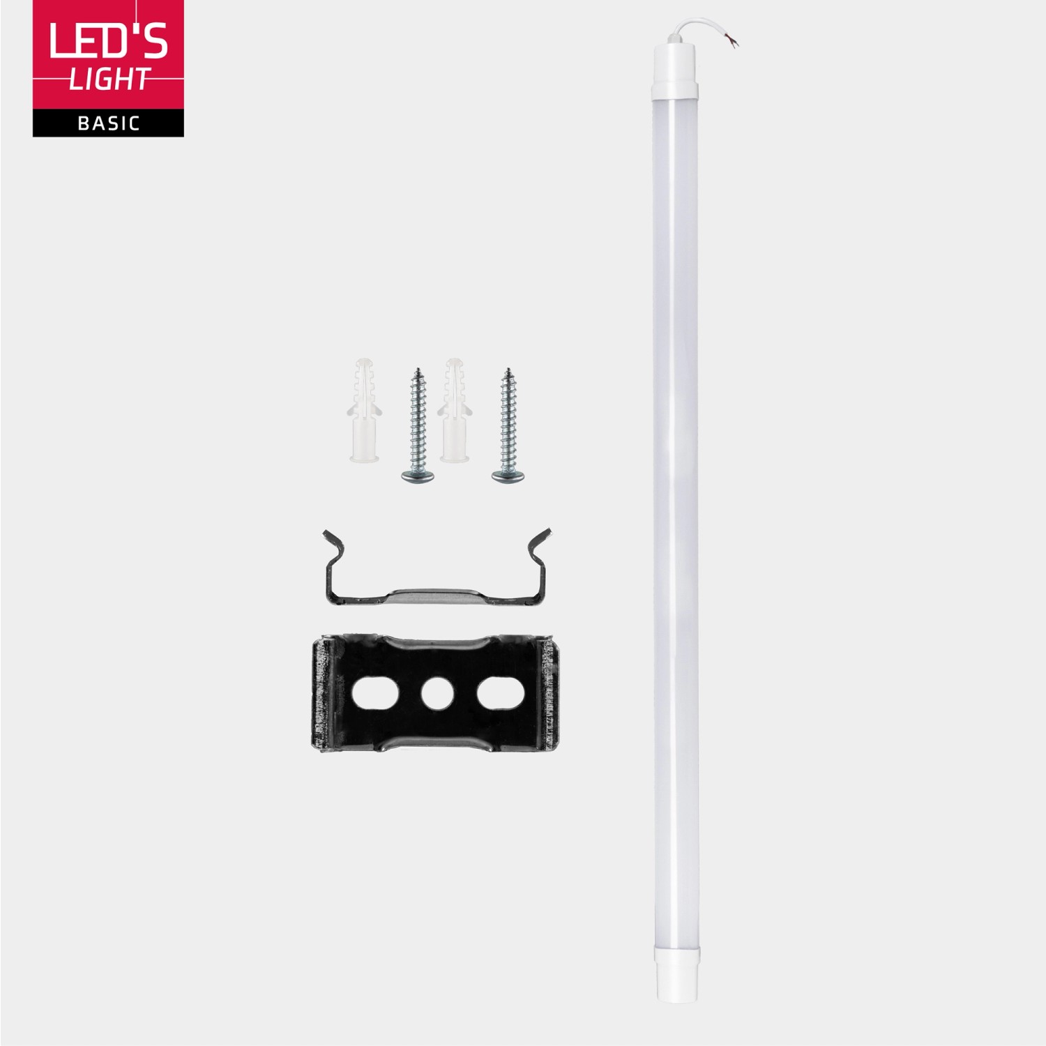 LED Feuchtraumleuchte 120cm, 18W, 1900lm, 4000K, IP65 mit Zubehör.