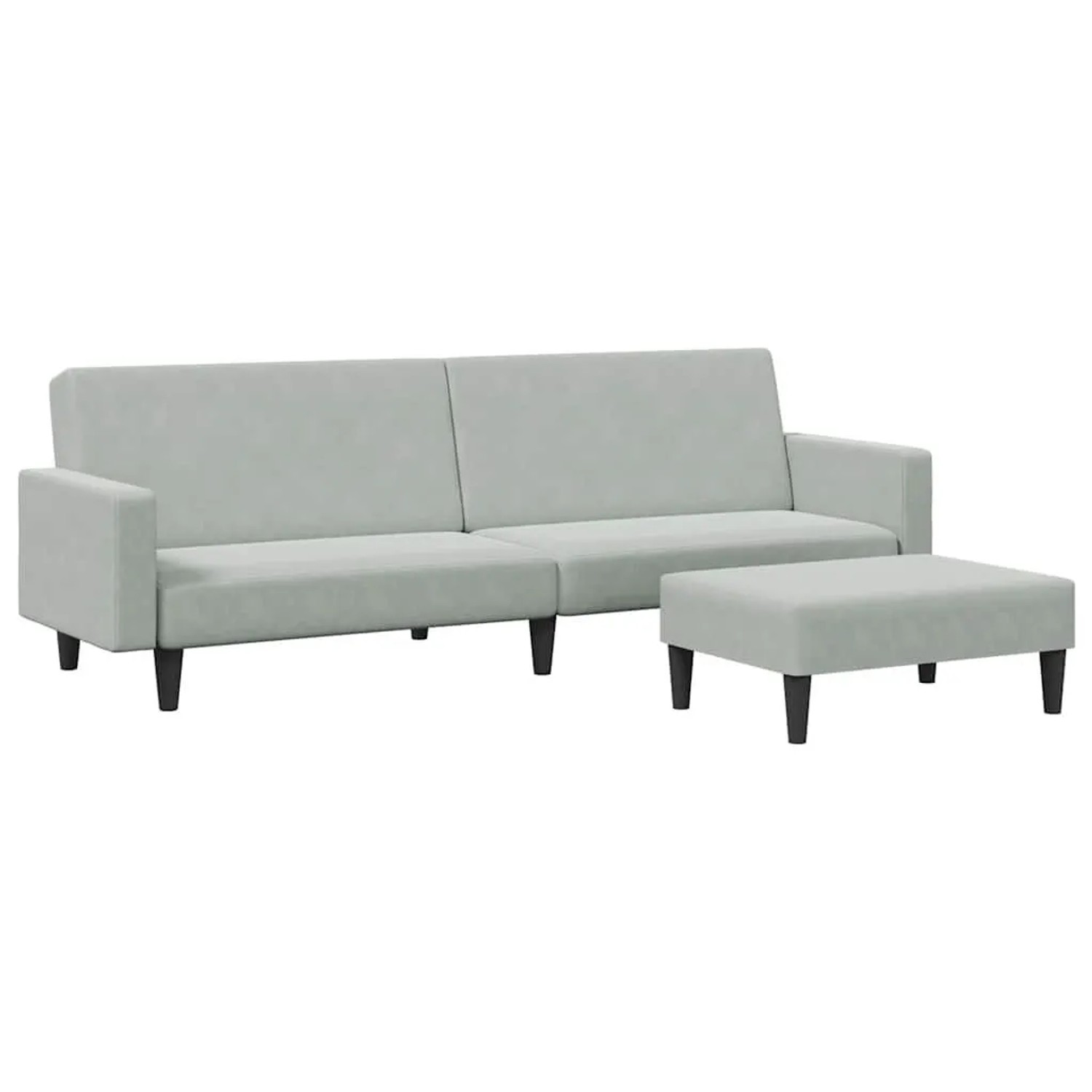 vidaXL Schlafsofa 2-Sitzer mit Fußhocker Hellgrau Samt 3216236 günstig online kaufen