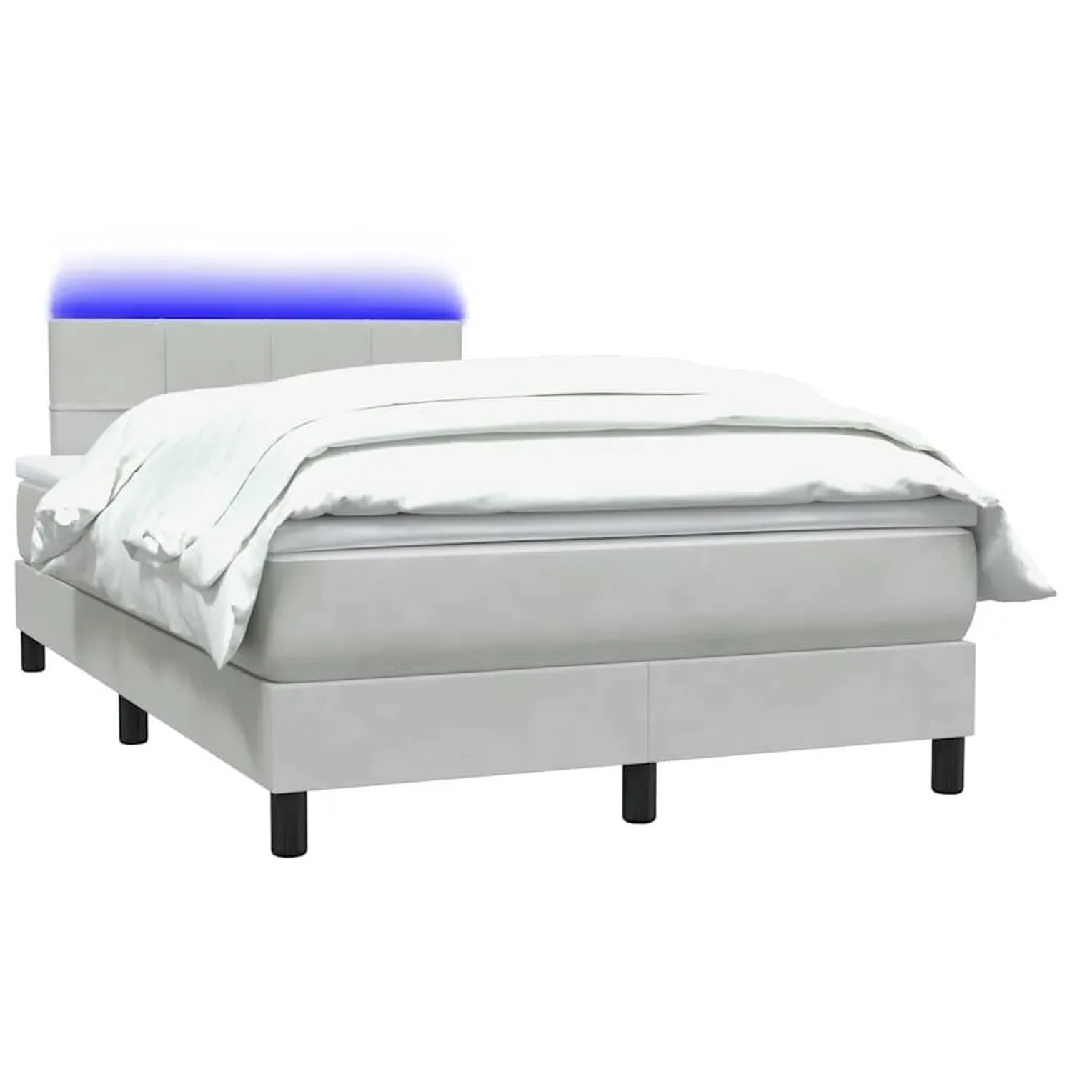 vidaXL Boxspringbett mit Matratze & LED Hellgrau 120x220 cm Samt 3316923 günstig online kaufen