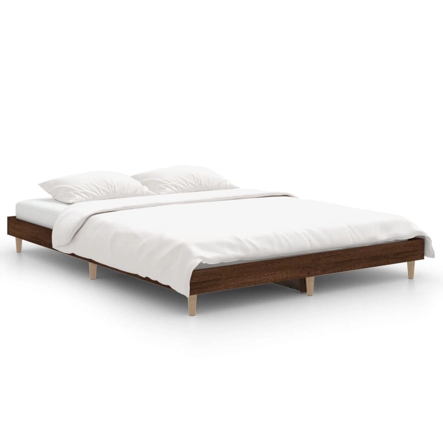 vidaXL Bettgestell Braun Eichen-Optik 135x190 cm Holzwerkstoff 832084 günstig online kaufen