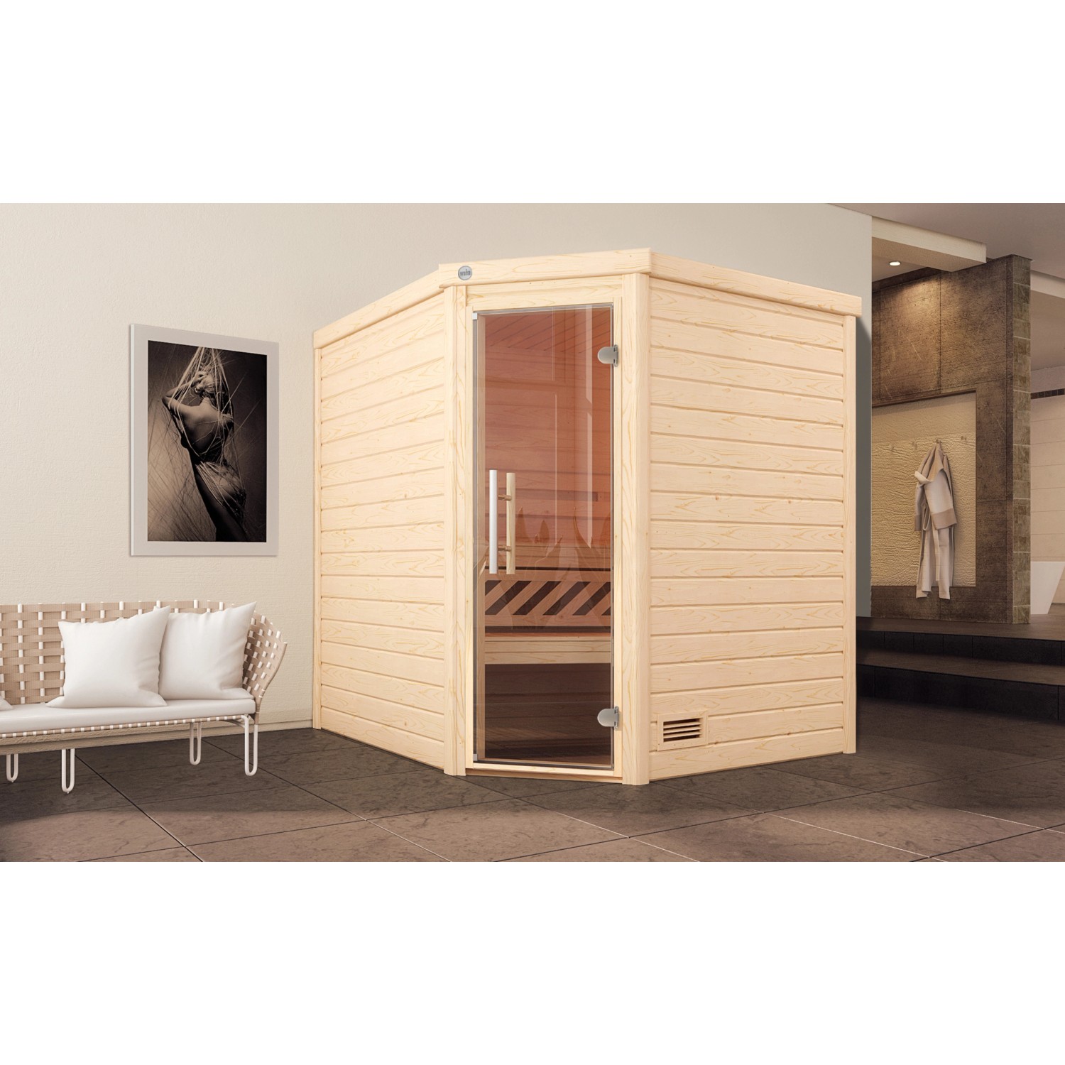 Weka Massivholzsauna Turku 2 Sparset 9 kW BioS Glastür günstig online kaufen