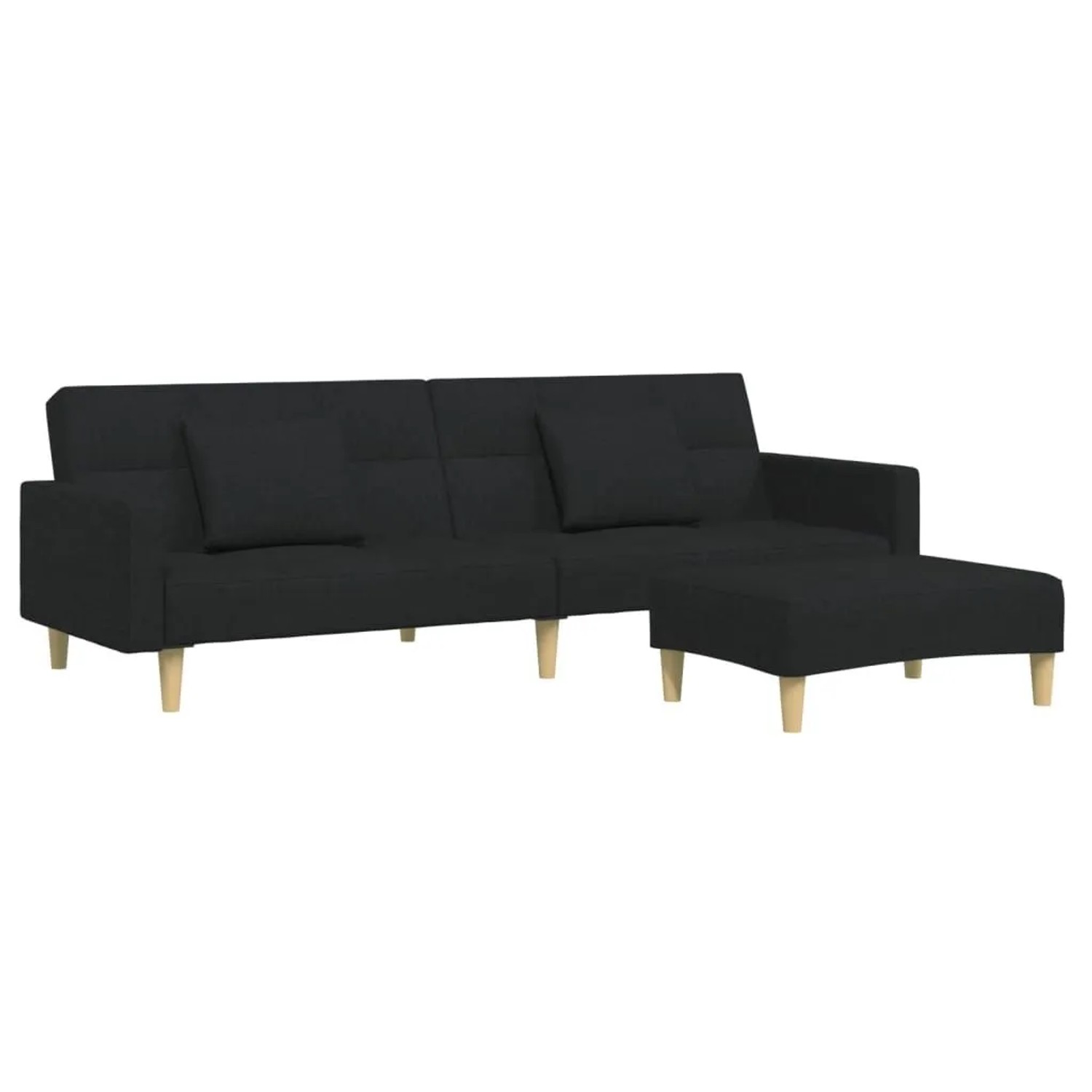 vidaXL Schlafsofa 2-Sitzer mit Fußhocker Schwarz Stoff 3258108 günstig online kaufen