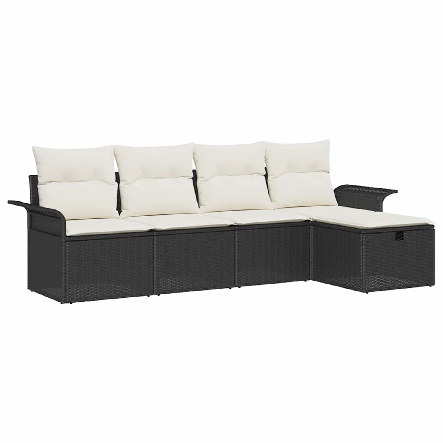 vidaXL Garten-Sofa-Set mit Kissen 5-Tlg Schwarz Poly Rattan 3360188 günstig online kaufen