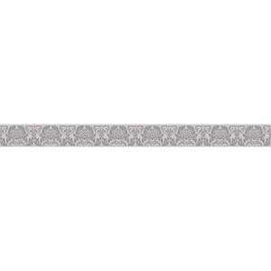 Selbstklebende Tapetenbordüre in Creme/Grau mit Barock Ornamenten für Wand, Schlaf- und Badezimmer.