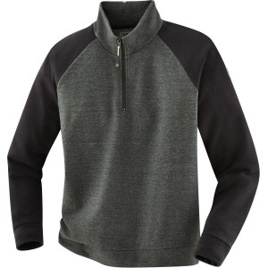 Terrax Workwear Sweattroyer in Dunkelgrün-Schwarz mit Stehkragen und Reißverschluss.