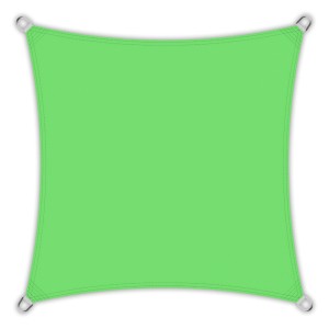 Quadratisches, apfelgrünes Sonnensegel 3,6x3,6m mit UV-Schutz und Edelstahlösen.