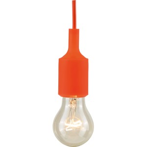 Orange Pendelleuchte aus Silikon mit E27 Fassung. Ideal für Kinderzimmer.