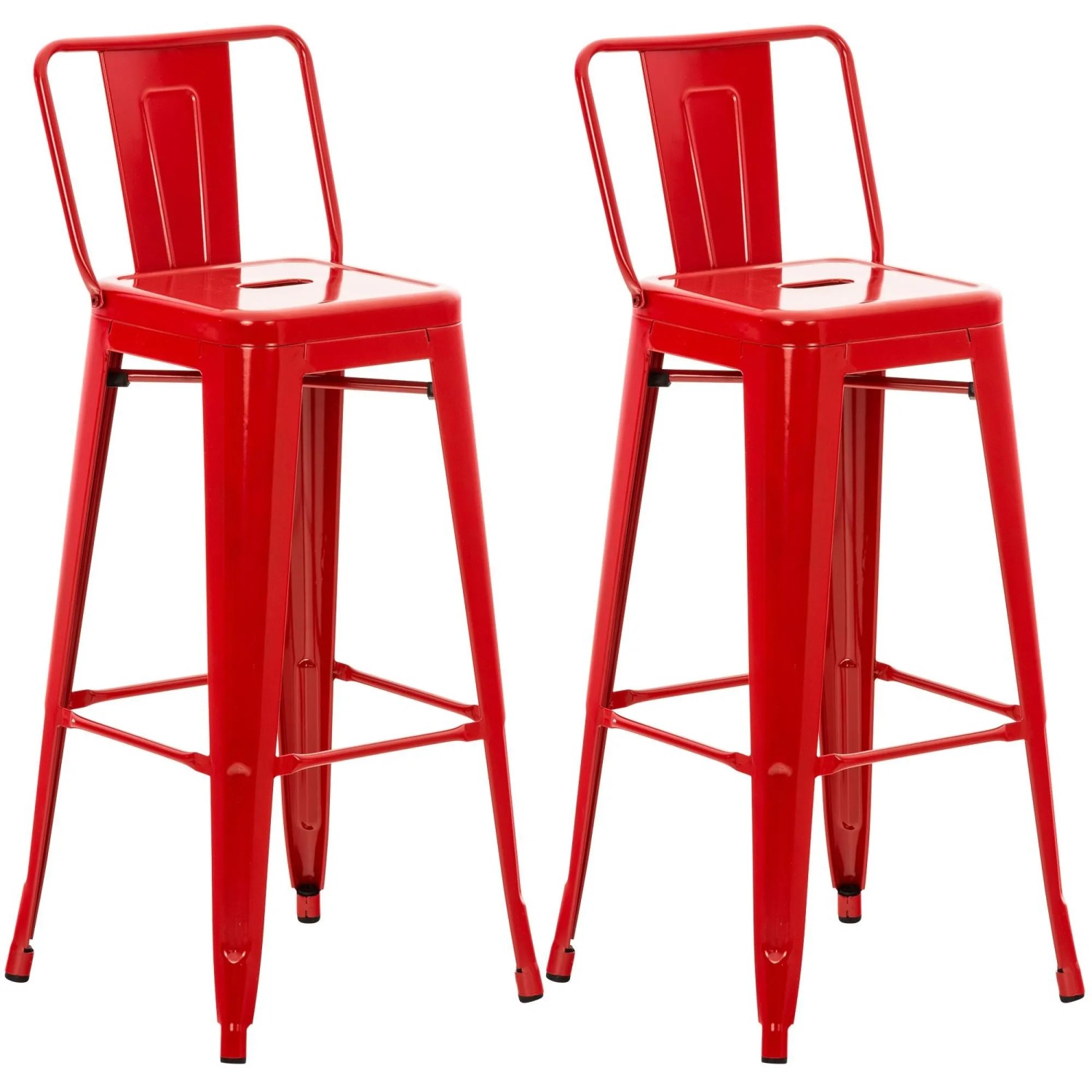 DELUKE 2er Set Barhocker LEKEL Metall Rot 44x43x96cm Barstuhl Mit Lehne Tresenhocker Tresenstuhl