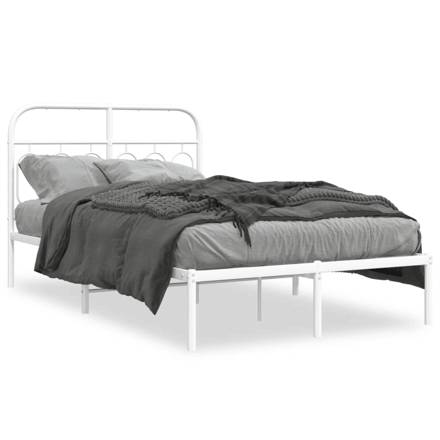 vidaXL Bettgestell mit Kopfteil Metall Weiß 120x200 cm 377164 günstig online kaufen