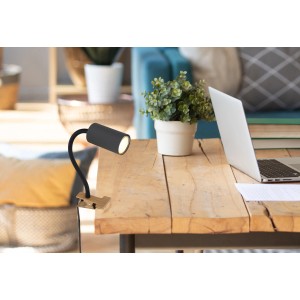 Globo Klemmleuchte Robby, graphitfarben, mit Flexarm und Klemme zur flexiblen Anbringung.