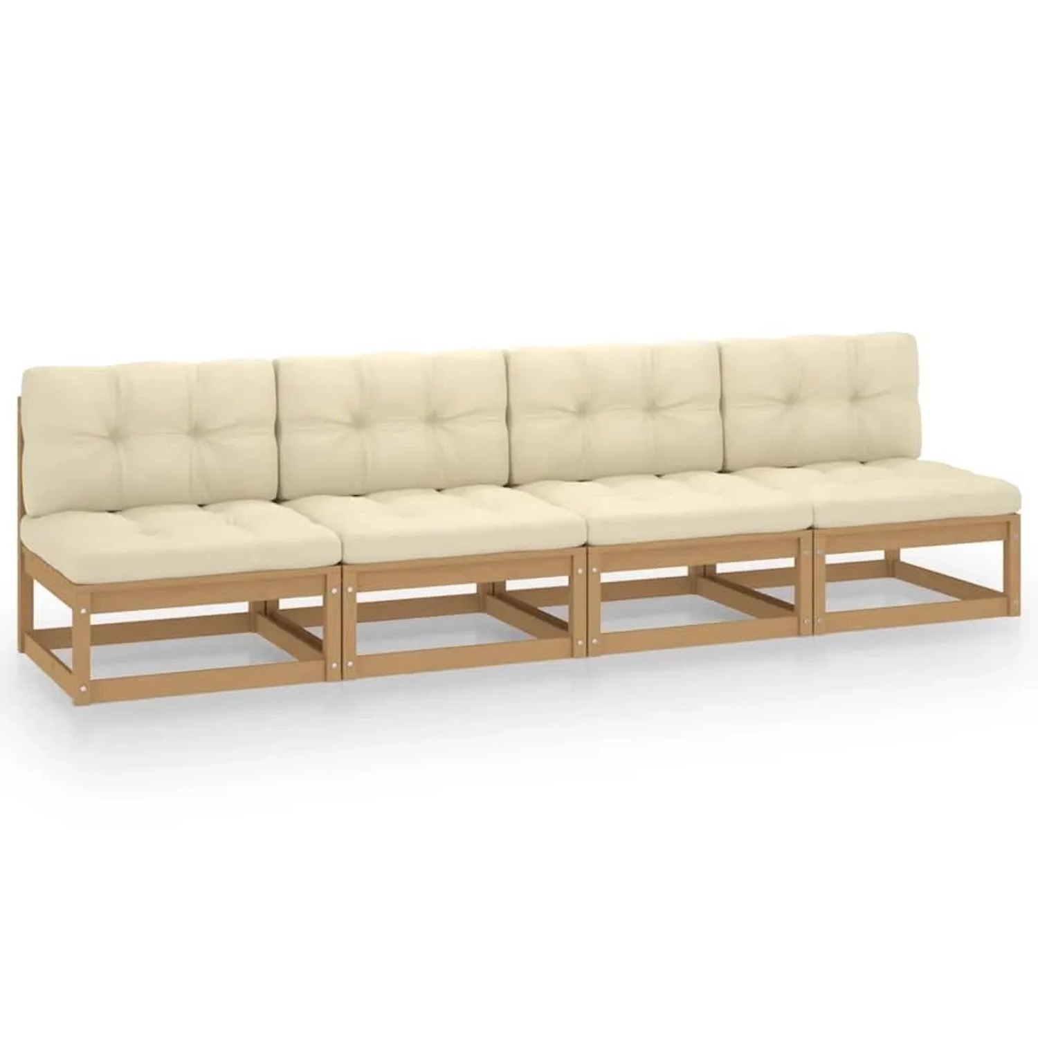 vidaXL 4-Sitzer-Gartensofa mit Kissen Kiefer Massivholz 3076392