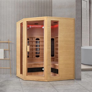 Artsauna Infrarotkabine Nyborg E150K aus Hemlockholz mit Keramikstrahler für 4 Personen.
