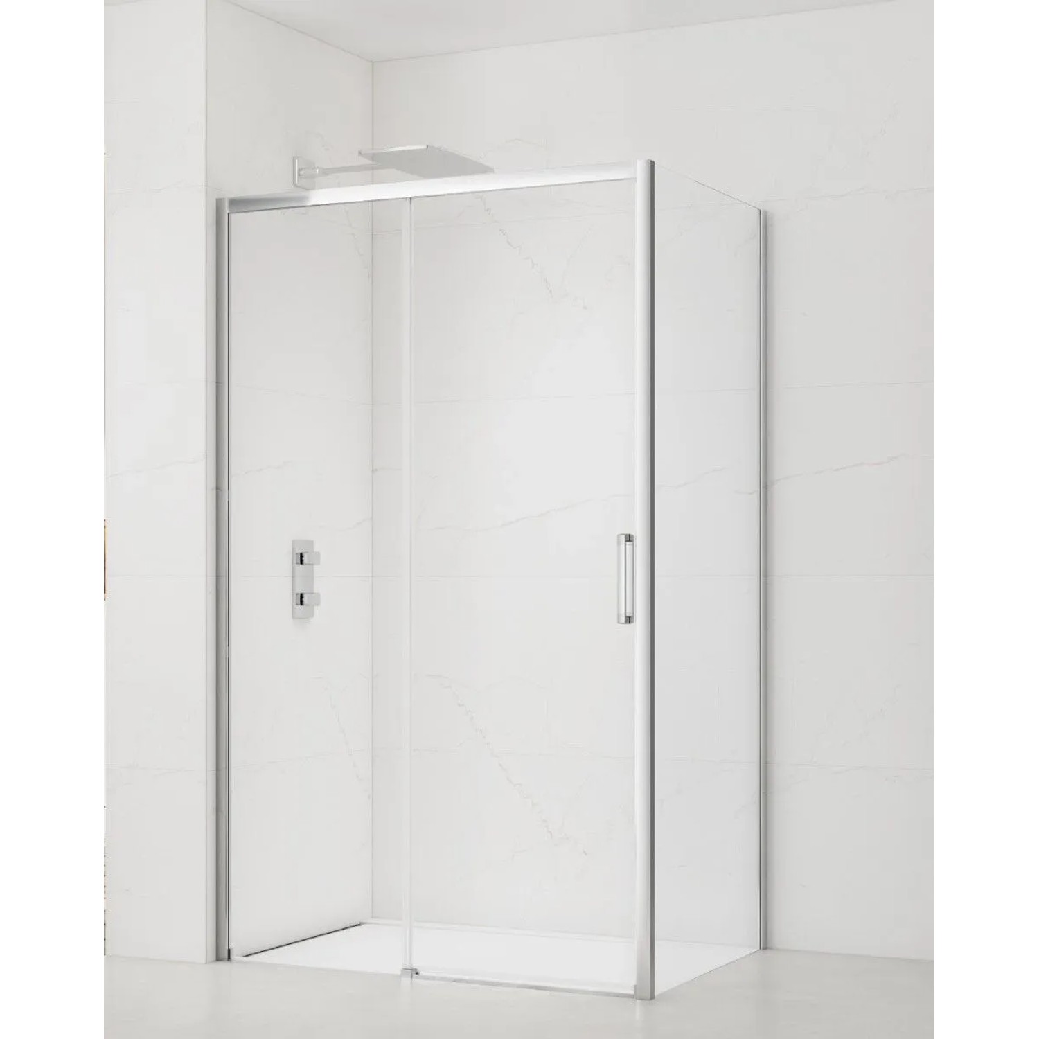 Swiss Aqua Technologies Duschkabine Rechteckige 120x80CM mit Gleittür Schiebetür Chrom