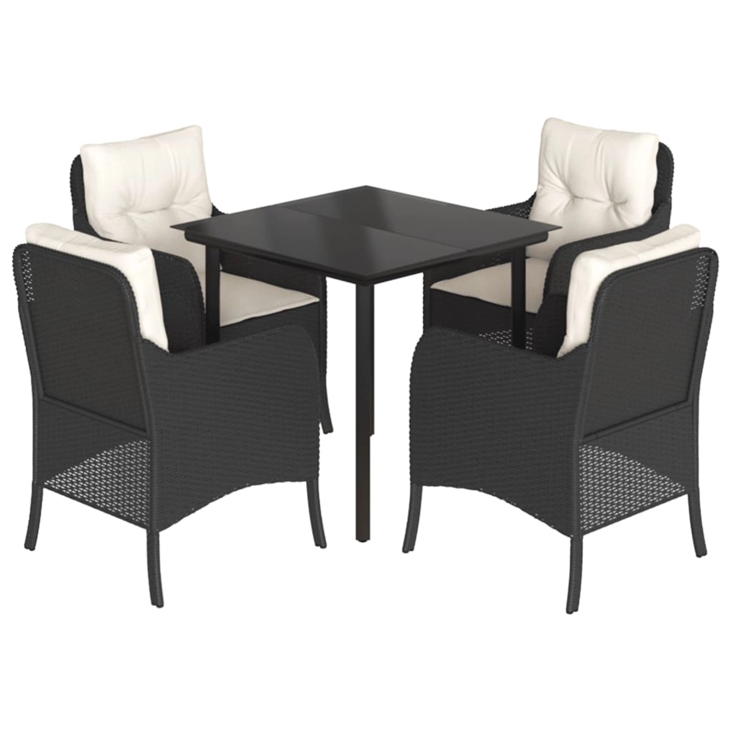 vidaXL 5-Tlg Garten-Essgruppe mit Kissen Schwarz Poly Rattan 3211914