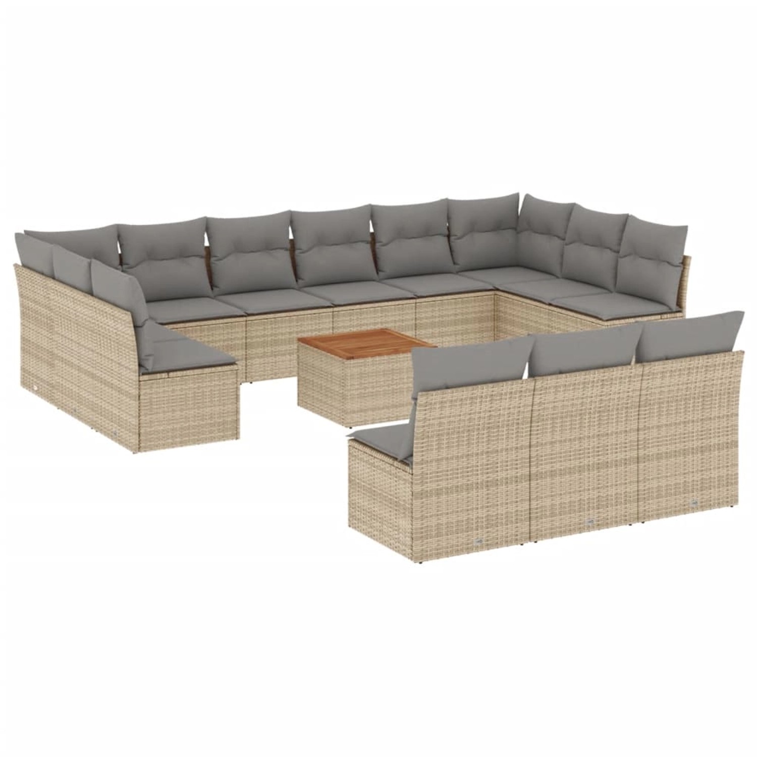 vidaXL 14-Tlg Garten-Sofagarnitur mit Kissen Beige Poly Rattan 3223903 günstig online kaufen