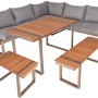 Garden Pleasure Lounge-Eckgruppe Aurea, 6-teilig, grau-braun, mit Tisch, Bänken und Eckteil.