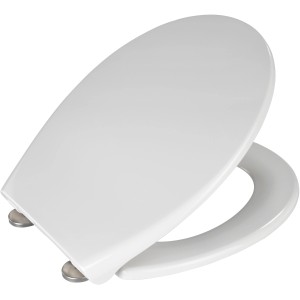 Weißer Wenko Premium WC-Sitz Samos mit Absenkautomatik und rostfreier Befestigung.
