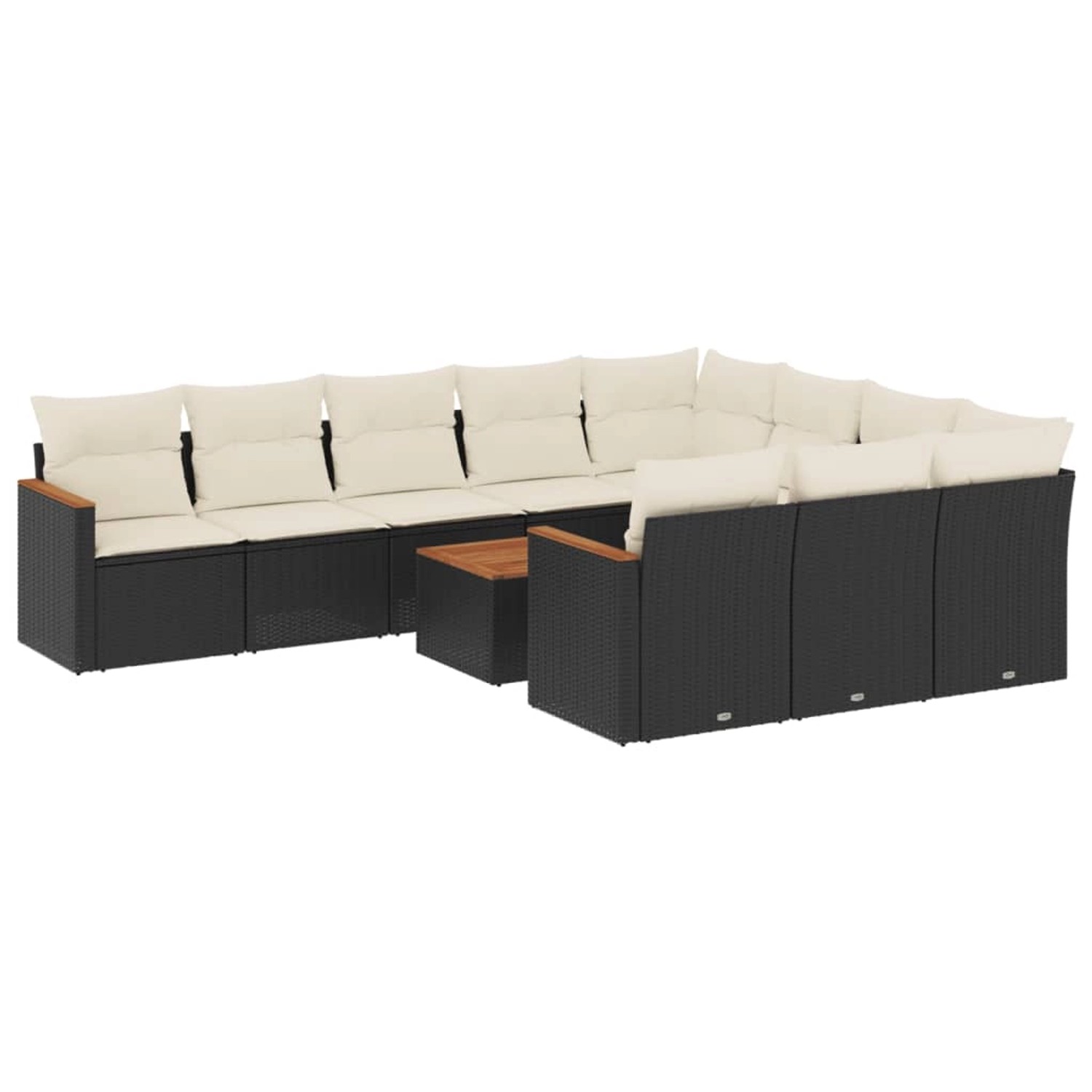 vidaXL 11-Tlg Garten-Sofagarnitur mit Kissen Schwarz Poly Rattan 3226343 günstig online kaufen