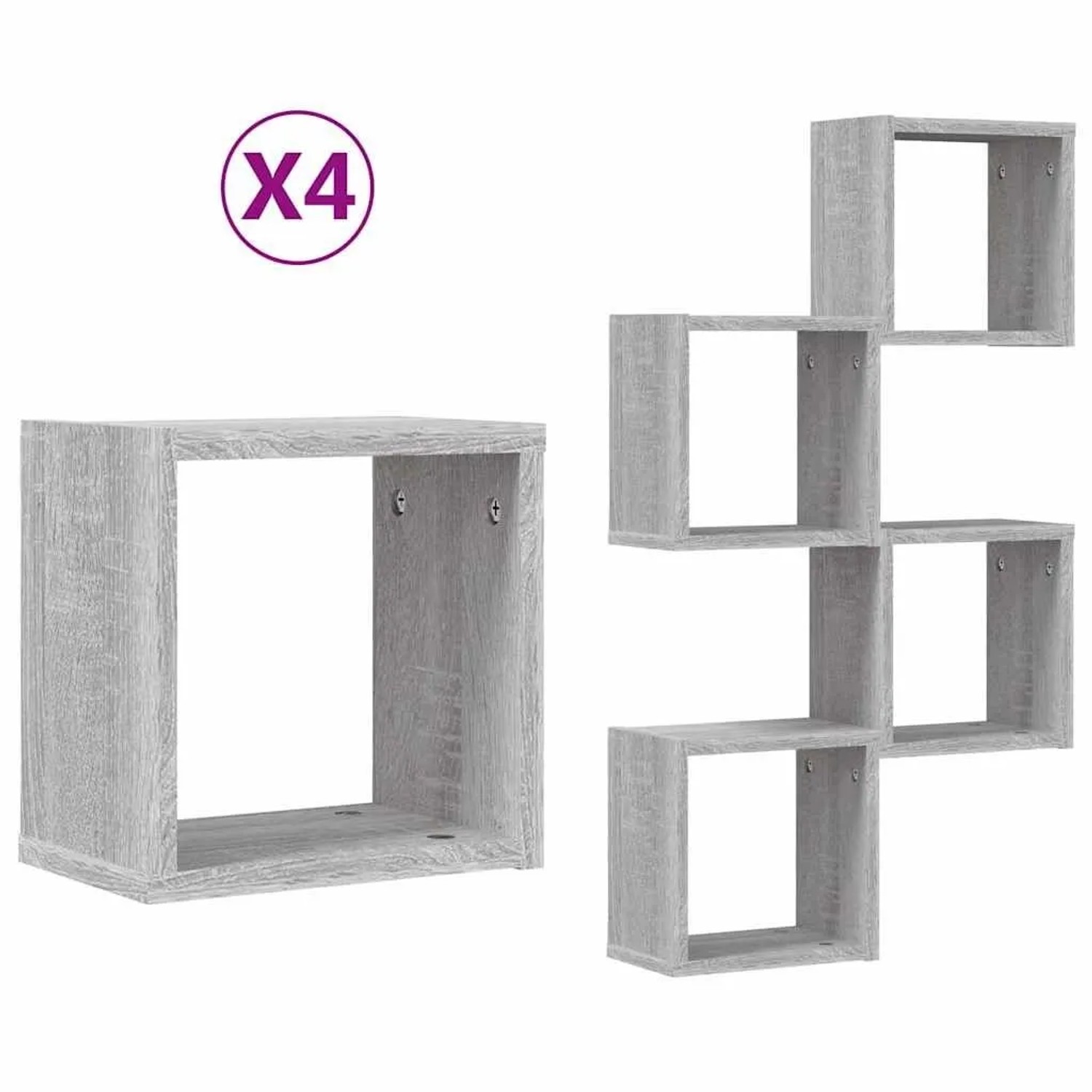 vidaXL Wandregale 4 Stk Graues Sonoma 26 x 15 x 26 cm Holzwerkstoff 815892