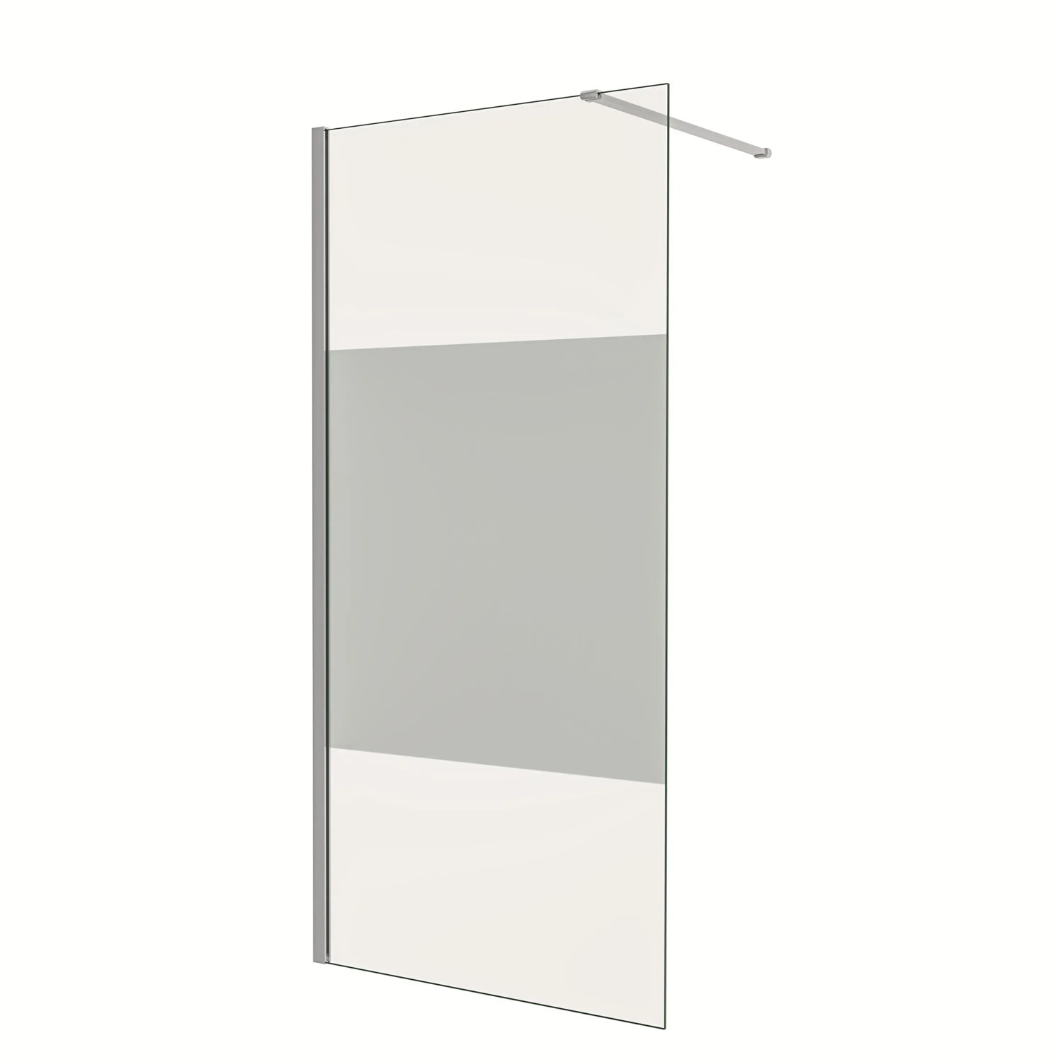 AICA Walk in Duschwand 85x200cm Milchglasstreifen Duschabtrennung 8mm Nano ESG-Glas Mit 140cm Stabilisator Duschkabinen F130
