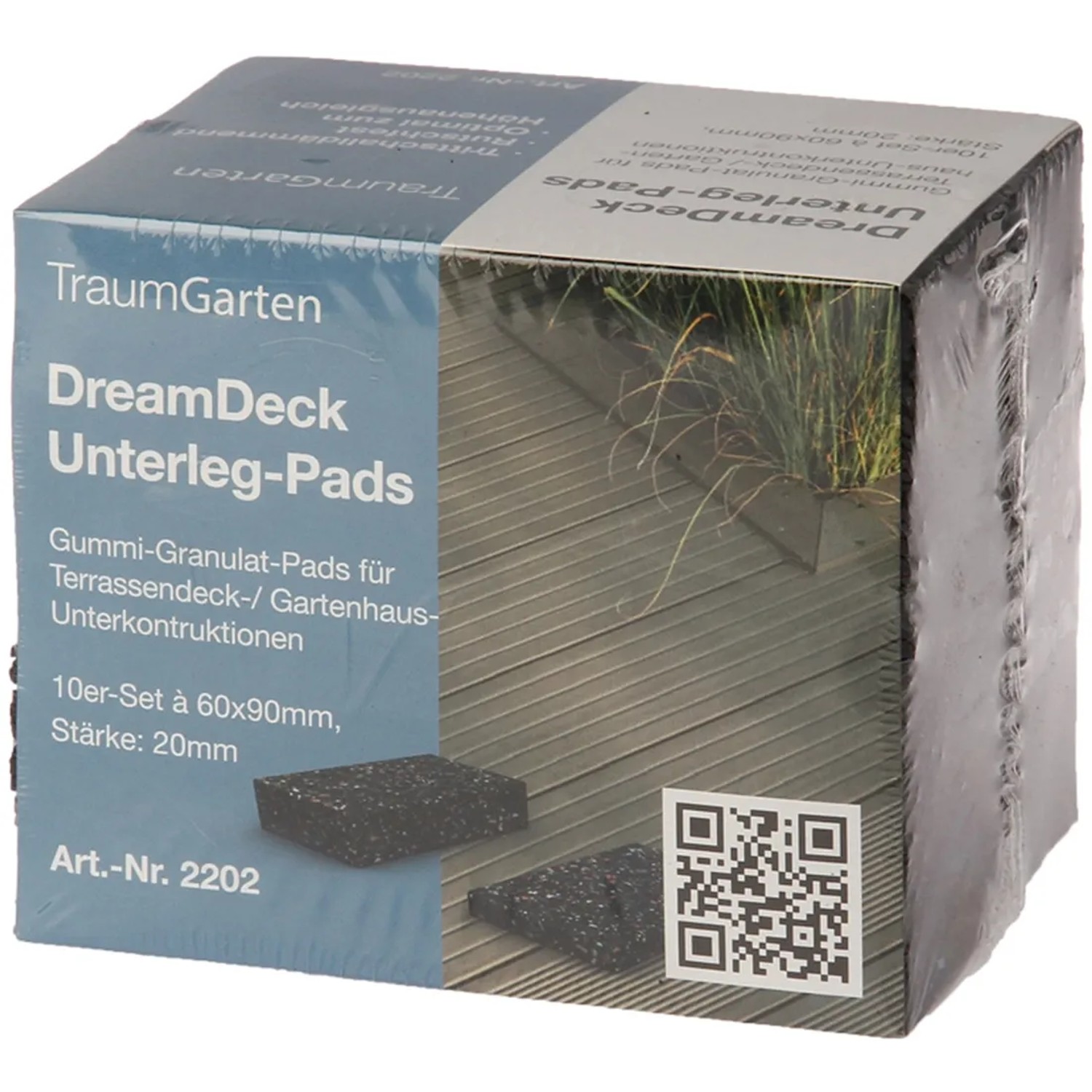 Verpackung Dreamdeck Unterleg-Pads, 20 mm, 10er-Set für Terrassendielen.