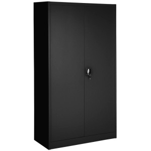 Tectake Aktenschrank 2er Set, schwarz, mit Flügeltüren und Schloss. Ideal für Büro und Archiv.