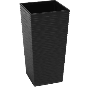 Schwarze Orbis Pflanzsäule Finezja Dluto, 75x40x40 cm, Kunststoff mit geriffelter Oberfläche.