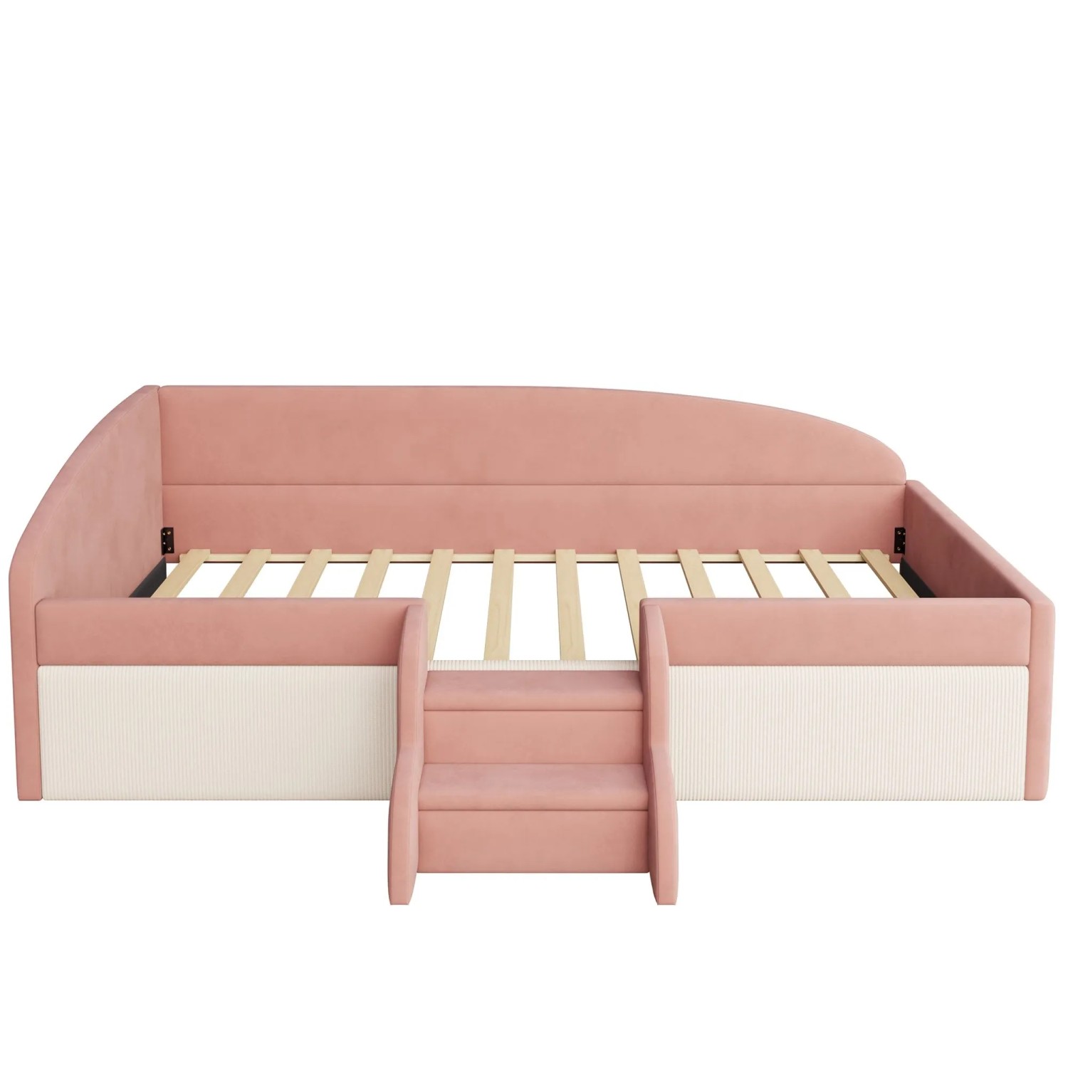 Merax Sofabett 90x190cm mit Stufen Zäunen Samt Rosa Creme