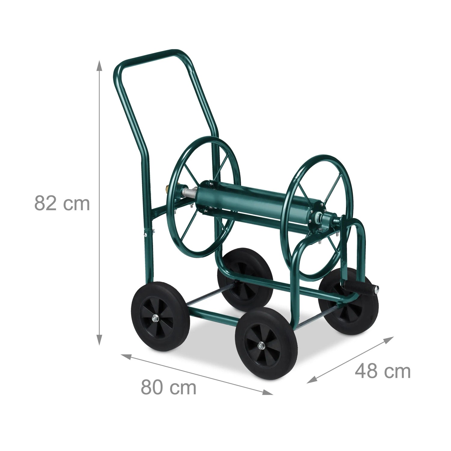 Relaxdays Schlauchwagen Metall Grün Fahrbar 82 cm x 48 cm x 80 cm 10,8 kg_4