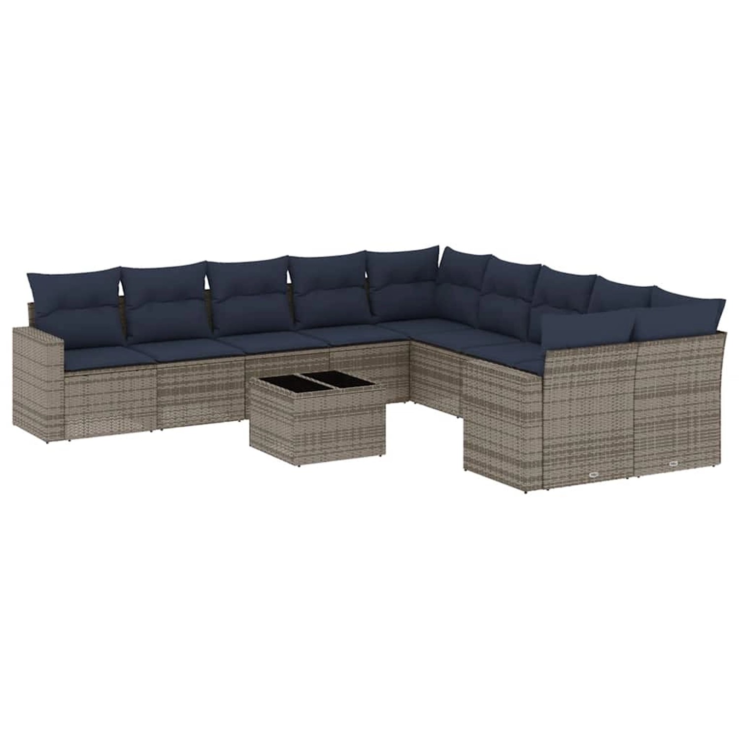 vidaXL 11-Tlg Garten-Sofagarnitur mit Kissen Grau Poly Rattan 3219511