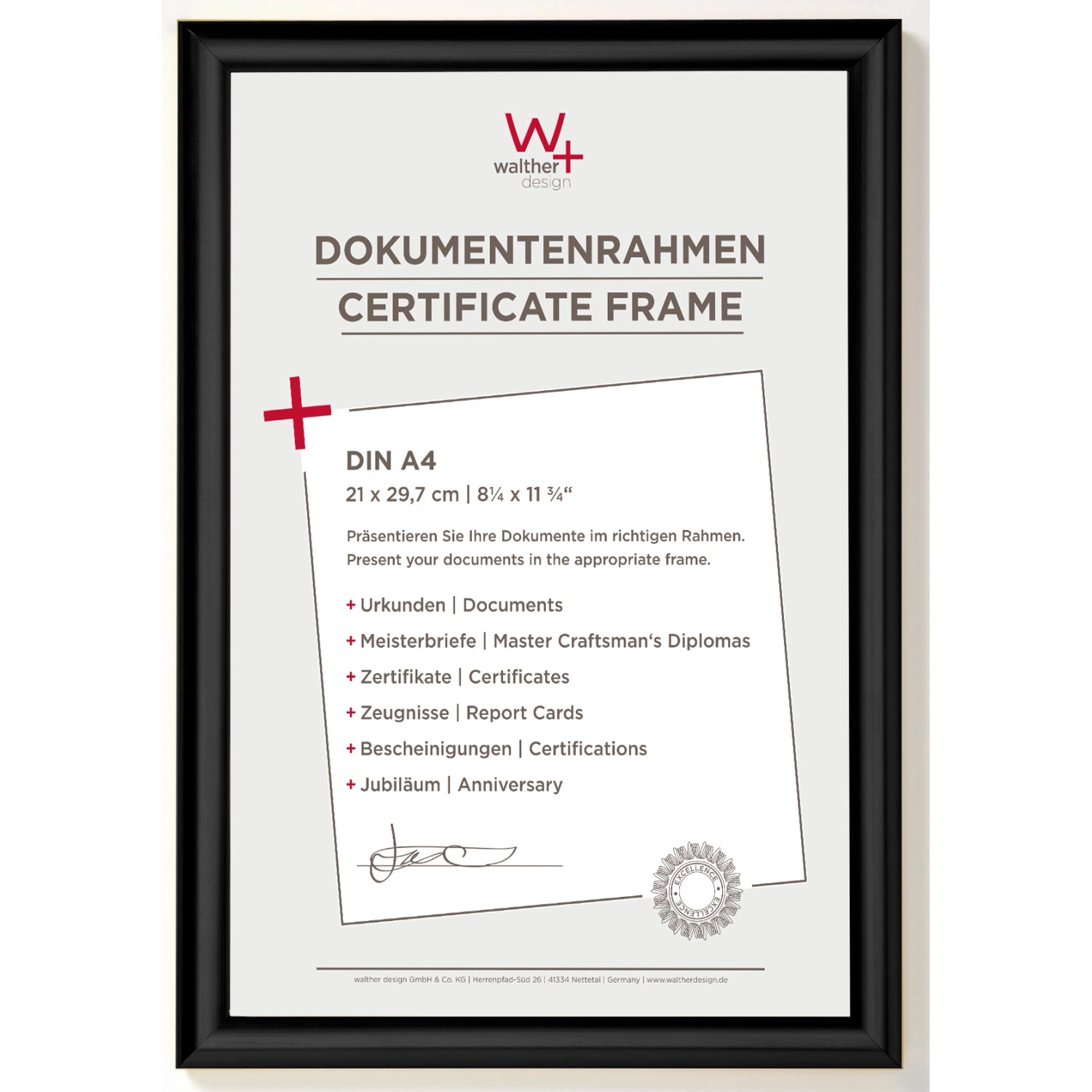 walther design Trendstyle Kunststoff Bilderrahmen  21x29,7 cm Schwarz günstig online kaufen