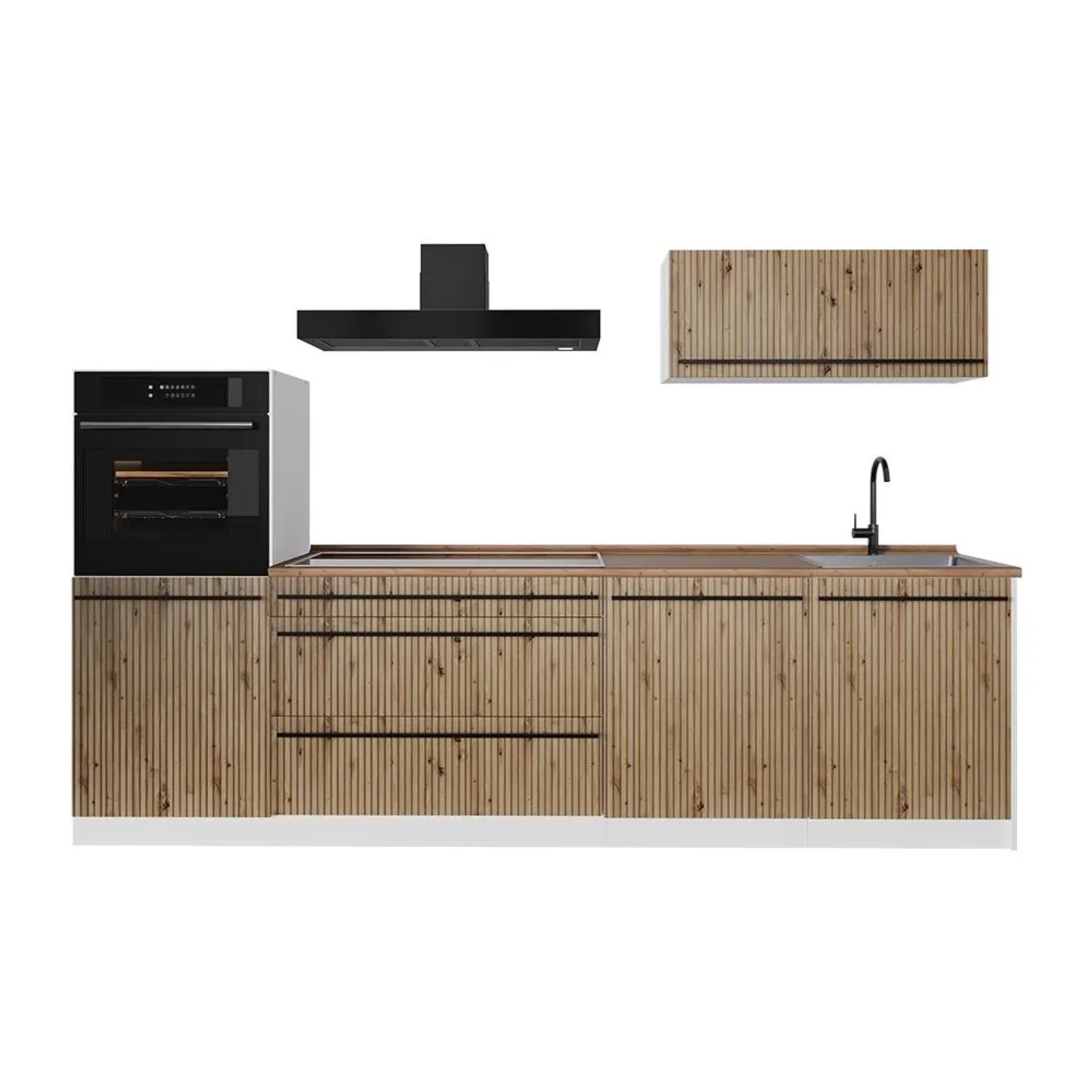 Vicco Küchenzeile R-Line Artisan-Eiche/Weiß 280 x 143 ohne Arbeitsplatte Art Nr 67268