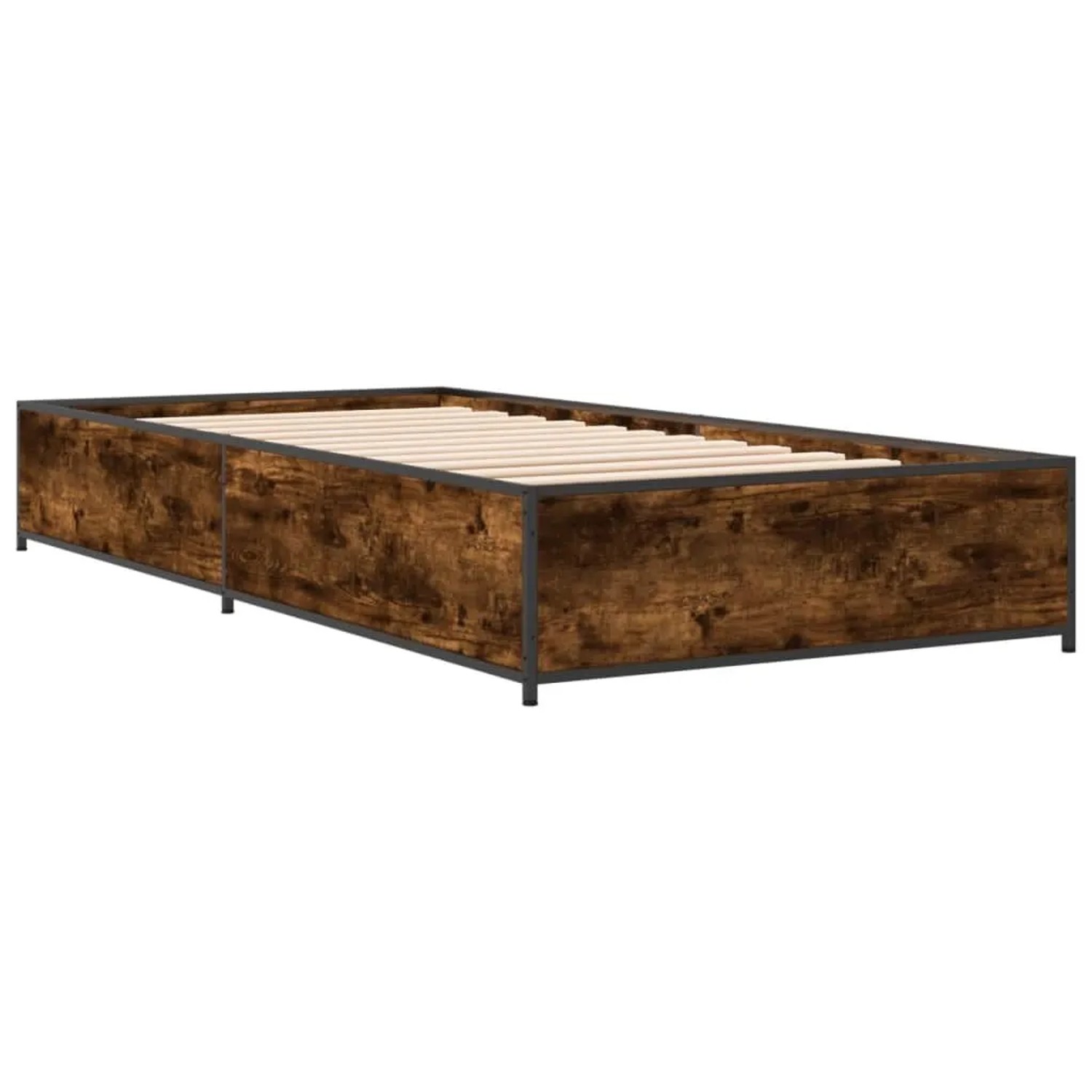 vidaXL Bettgestell Räuchereiche 75x190 cm Holzwerkstoff und Metall 845123 günstig online kaufen