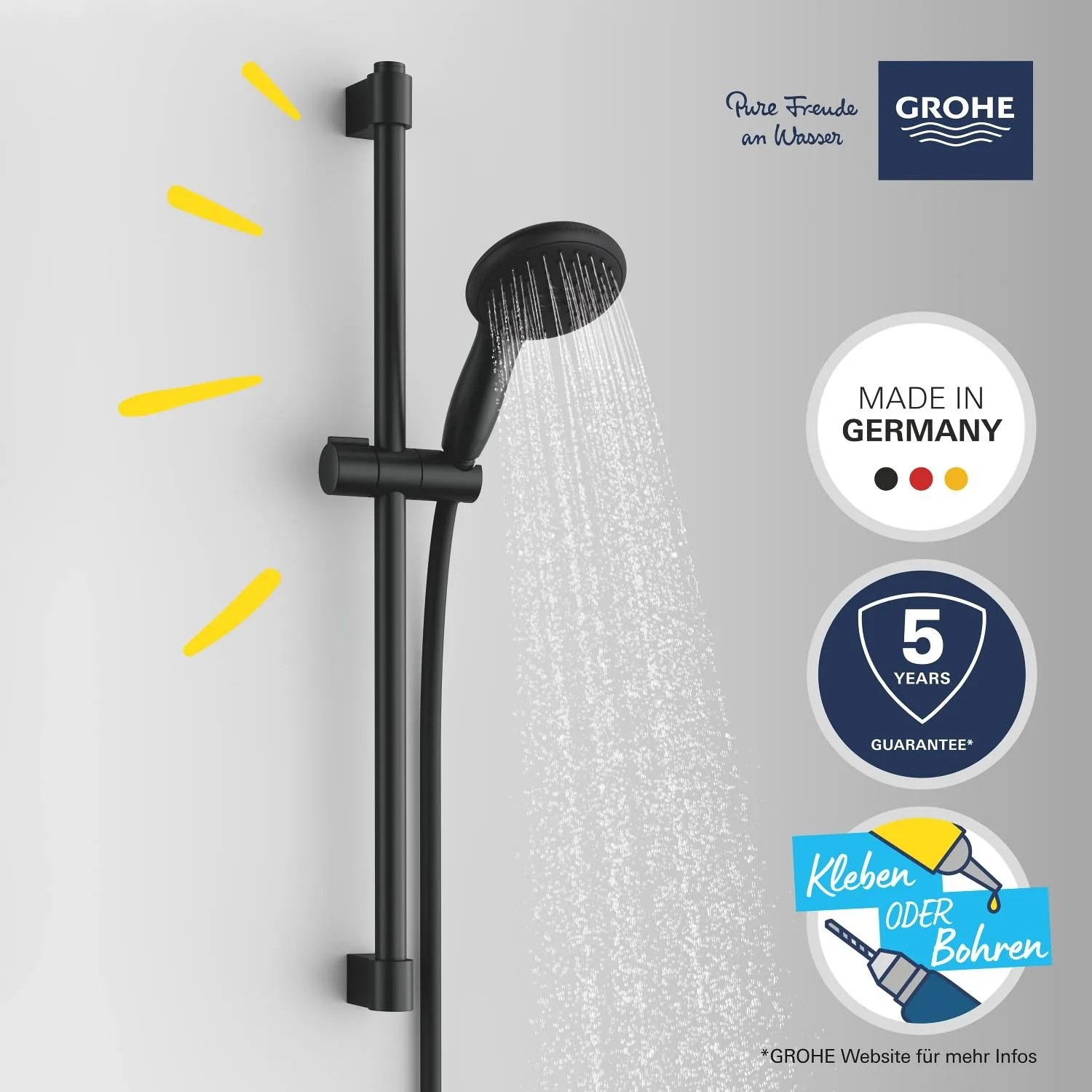 Grohe Duschgarnitur Vitalio Start 110 Schwarz matt 2 Strahlarten Quickfix kaufen bei OBI