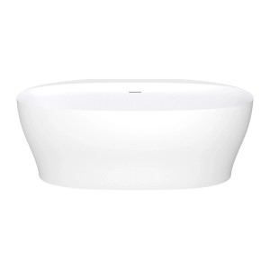 Weiße, ovale Vorwandbadewanne Lumel aus Acryl mit matter Oberfläche, 160 cm.