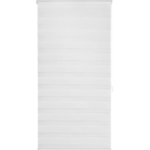 Weißes Vario-Rollo Sedano, 80x150 cm, mit transparenten und blickdichten Streifen zur Lichtregulierung.