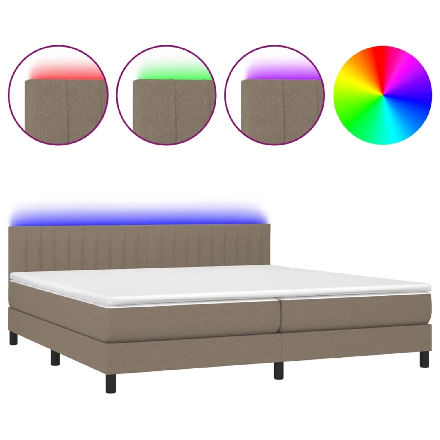vidaXL Boxspringbett mit Matratze & LED Taupe 200x200 cm Stoff 3133345 günstig online kaufen