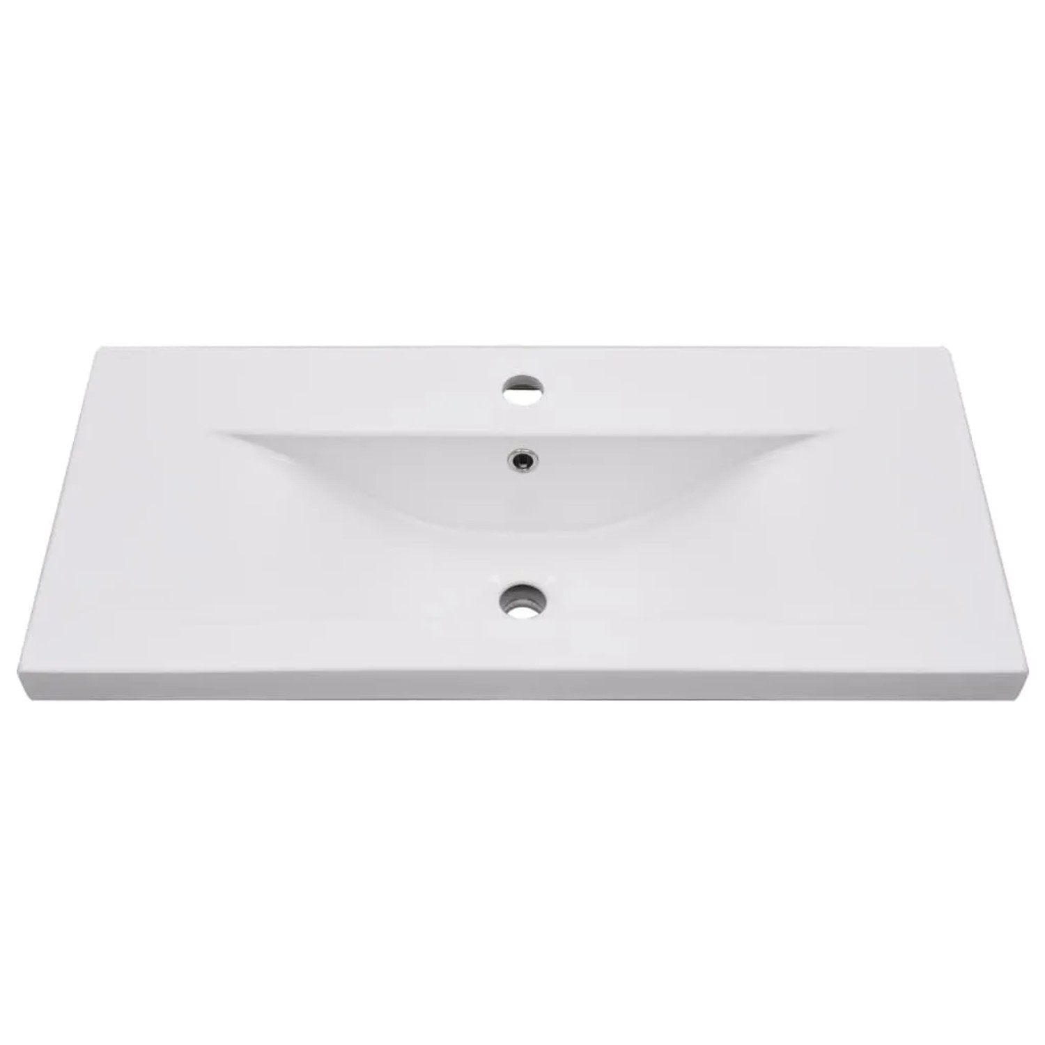 Weißes vidaXL Einbauwaschbecken aus Keramik, rechteckig, mit Hahnloch und Überlauf. Modernes Design.