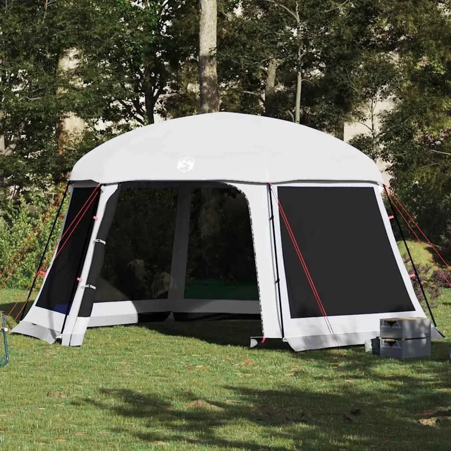 vidaXL Poolzelt mit Abnehmbarem Überzelt Netzwänden Grau 512x458cm 4100627_2