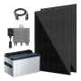 Vale Balkonkraftwerk 860W mit Speicher: 2 Solarmodule, Wechselrichter, Speicherbatterie, Anschlusskabel.