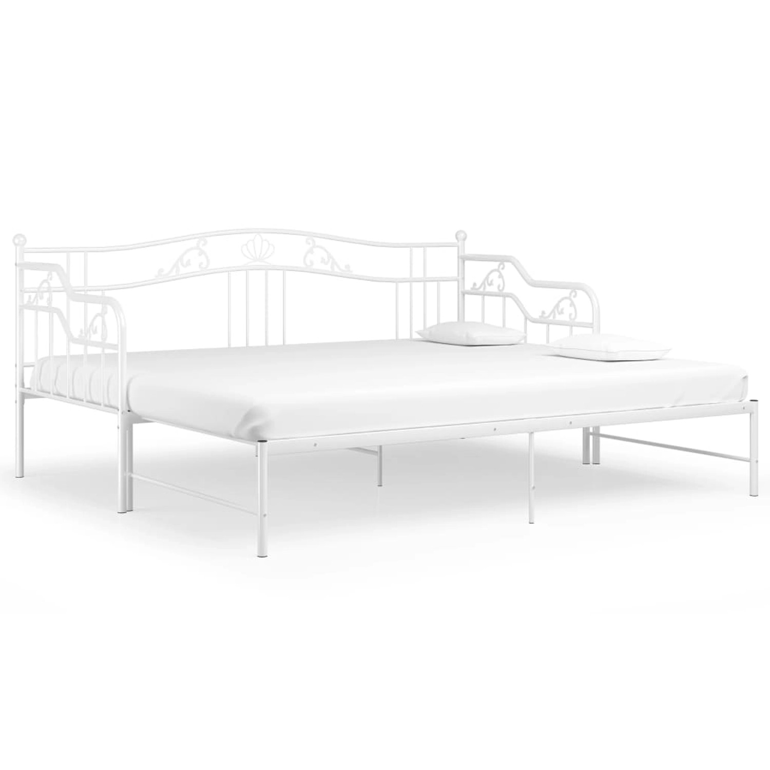 vidaXL Gästebett Ausziehsofa Bettgestell Weiß Metall 90x200 cm Einzelbett B günstig online kaufen