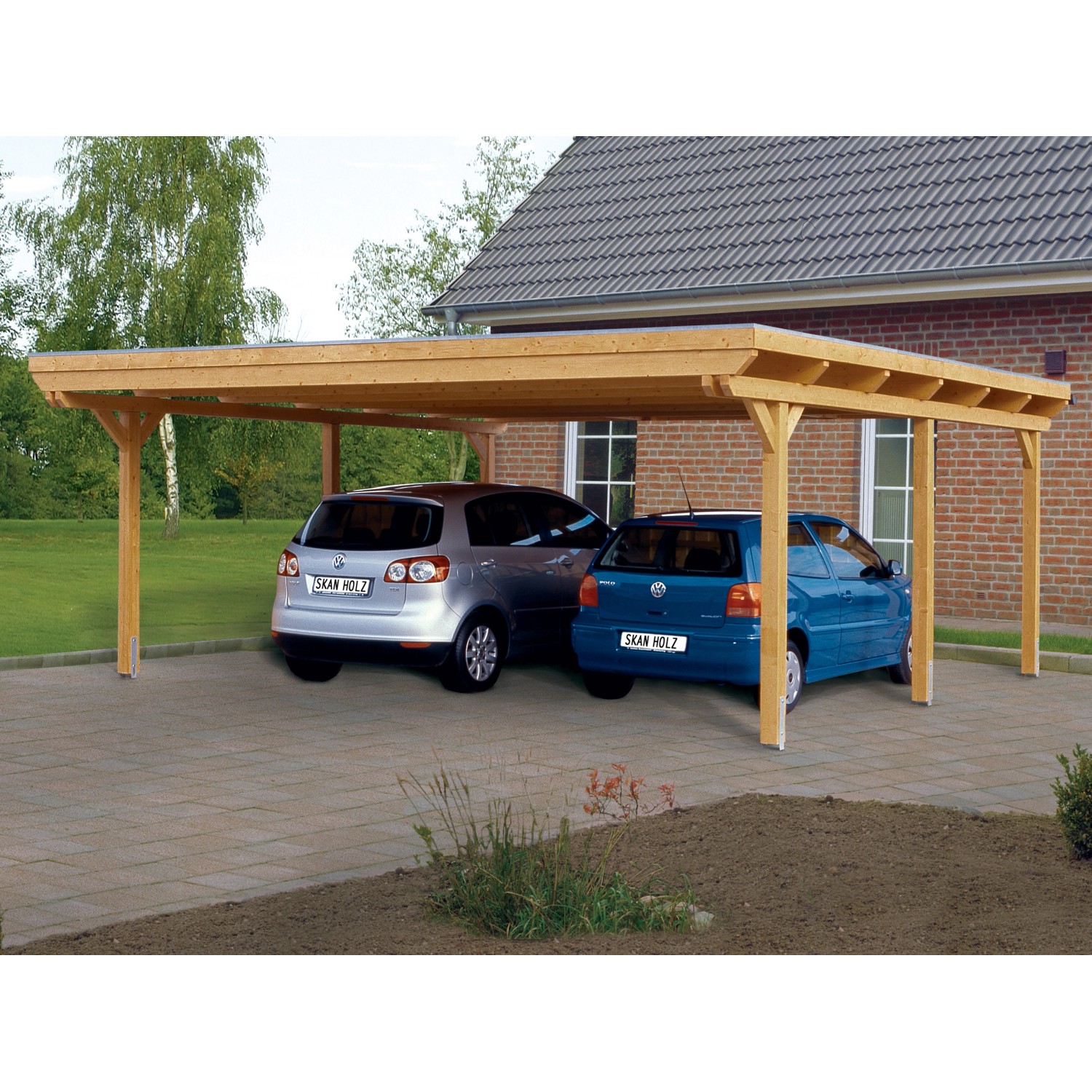 Skan Holz Carport Emsland 613 cm x 604 cm Natur