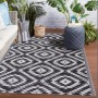 Bestlivings Outdoor-Teppich 120x180cm Karo, schwarz-weißes Muster für Balkon und Terrasse.