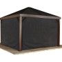 Sojag Vorhang-Set für South Beach Pavillon 12x12, Komplettansicht mit schwarzen Vorhängen.