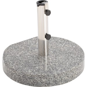 Grauer Schirmständer Granada, 30 kg, aus Granit mit Edelstahl-Rohr für Sonnenschirme.