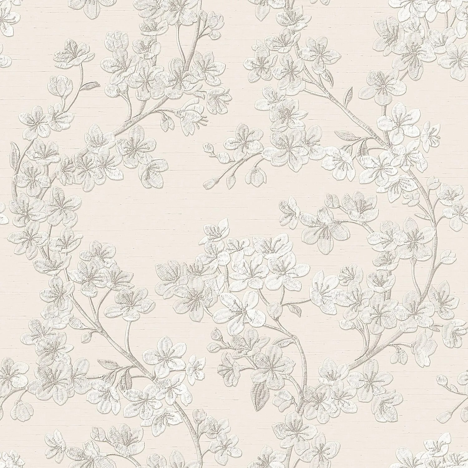 PROFHOME Gr322201-Di Blumen Tapete Floral Grau Weiß Silber Licht-Grau 0,53 m x 10,05 m  5,33 m2