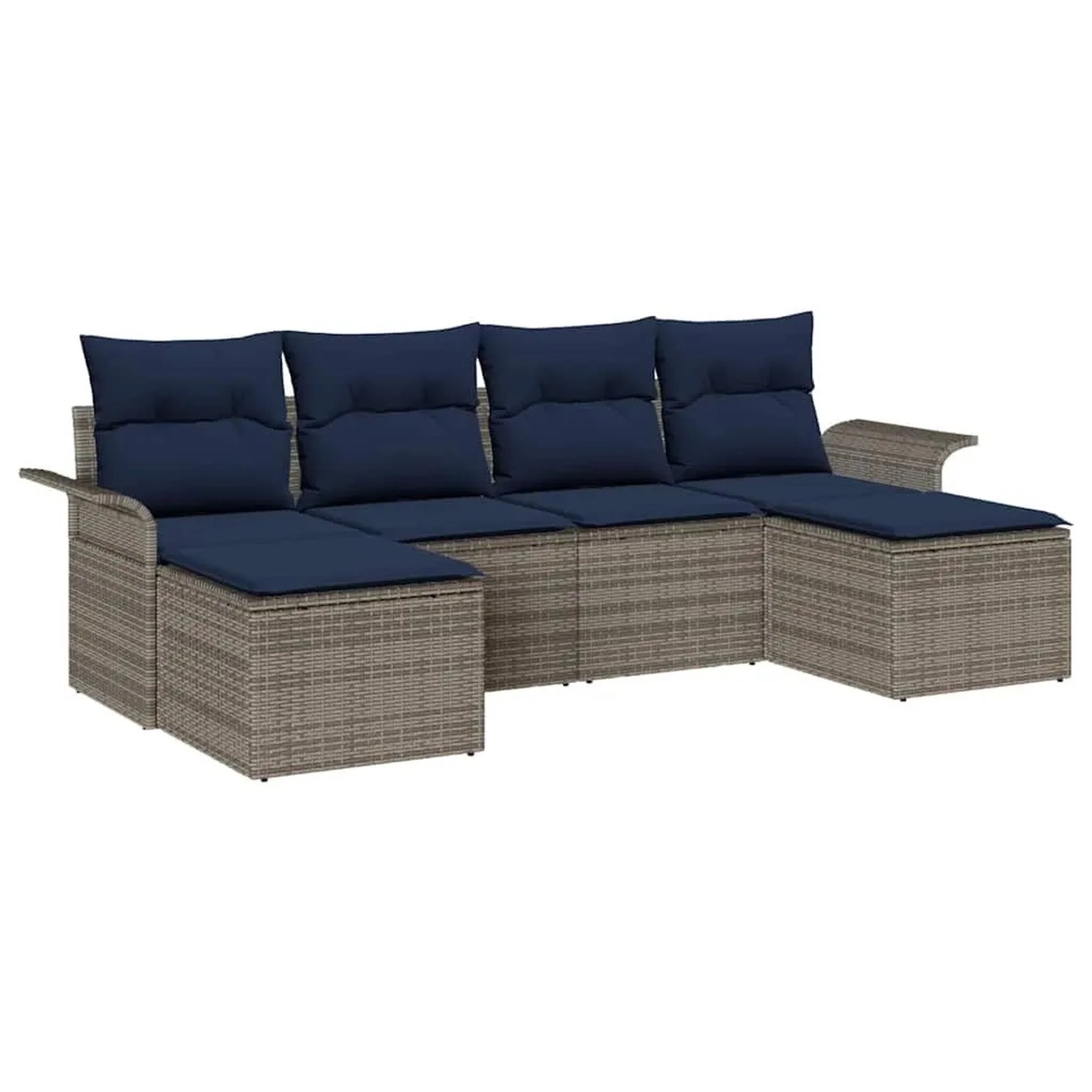 vidaXL Gartensofa-set mit Kissen 6 Stk Grau Poly-Rattan 3345475