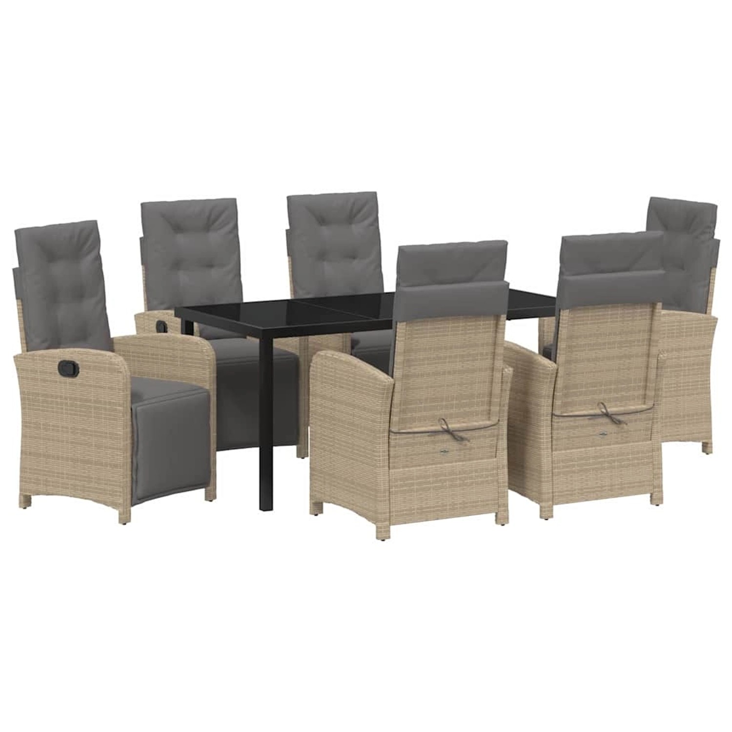 vidaXL Garten Essgruppe 7-Tlg Beige Poly Rattan 3380341 günstig online kaufen
